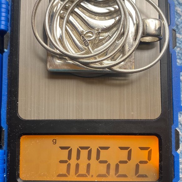 925 Sterling Silver 18" Snake Chain with 1.45" Modernist Pendant - 30.5 Grams - Picture 11 of 11